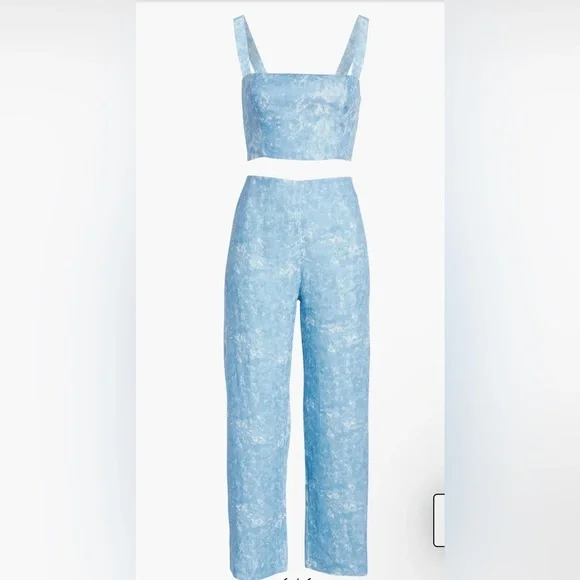 New! Reformation Mara 2–Piece Set Tie Dye Linen Cropped Top & Wide Leg 🩵 size 4 - Picture 6 of 16